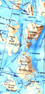 Map indicating Resolute